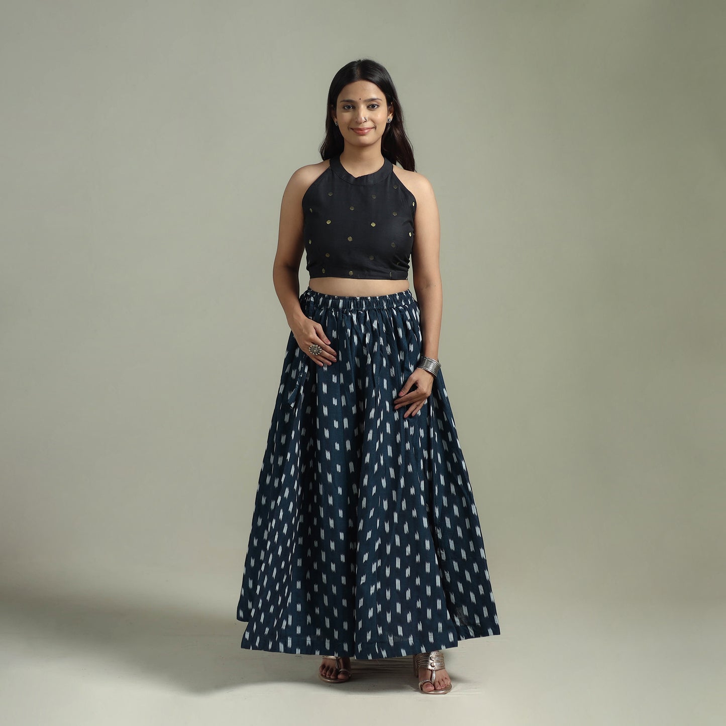Pochampally Ikat 24 Kali Cotton Long Skirt 08