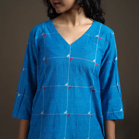 Jacquard Cotton Straight Long Kurta for Women 10