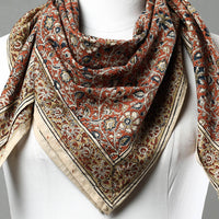 Orange - Pedana Kalamkari Block Printed Natural Dyed Cotton Scarf 61