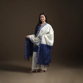 Pochampally Ikat Cotton Short Kurta with Palazzo & Dupatta Suit Set for Women 03