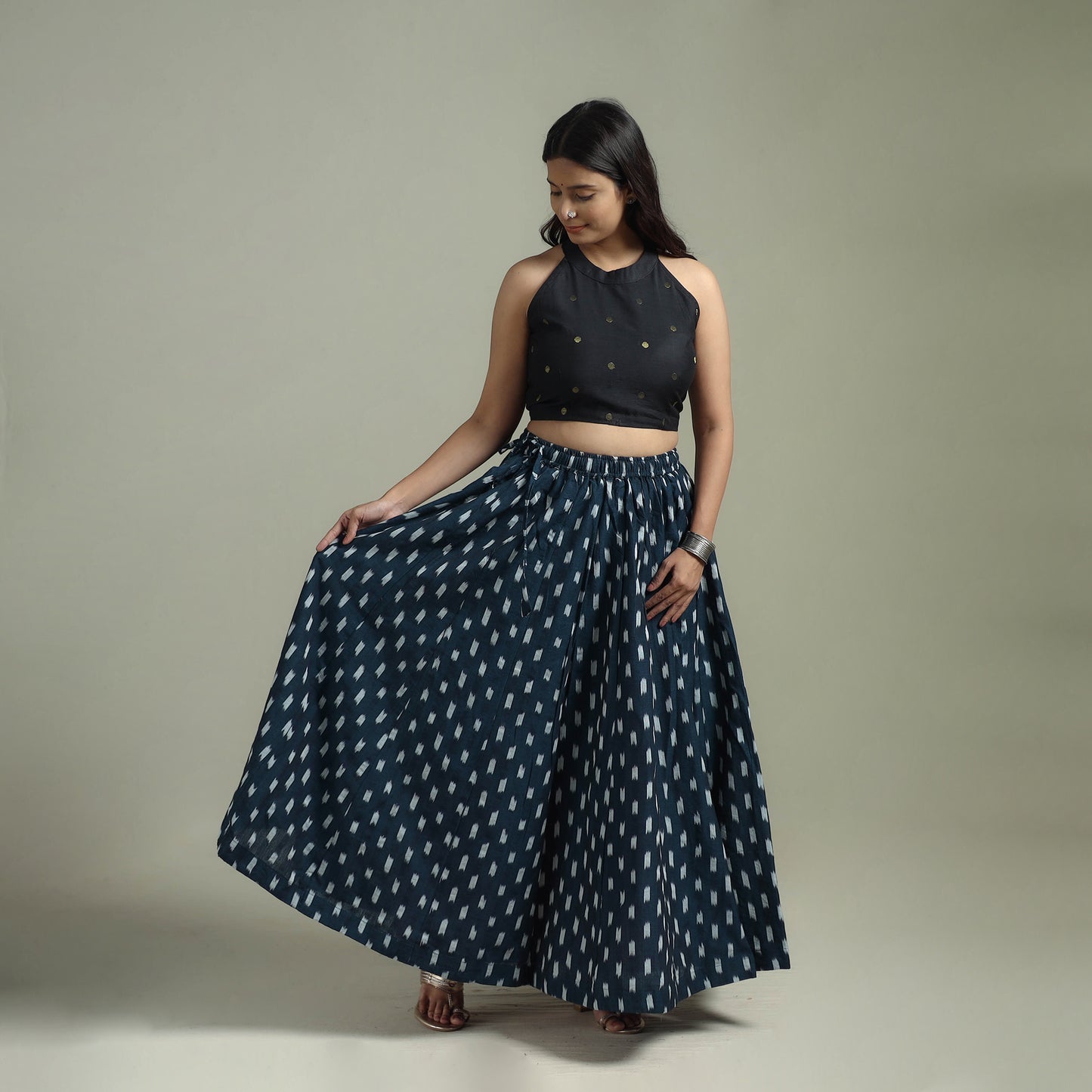 Pochampally Ikat 24 Kali Cotton Long Skirt 08