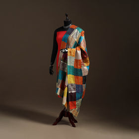 Bengal Hand Embroidery Patchwork Reversible Silk Kantha Dupatta 57