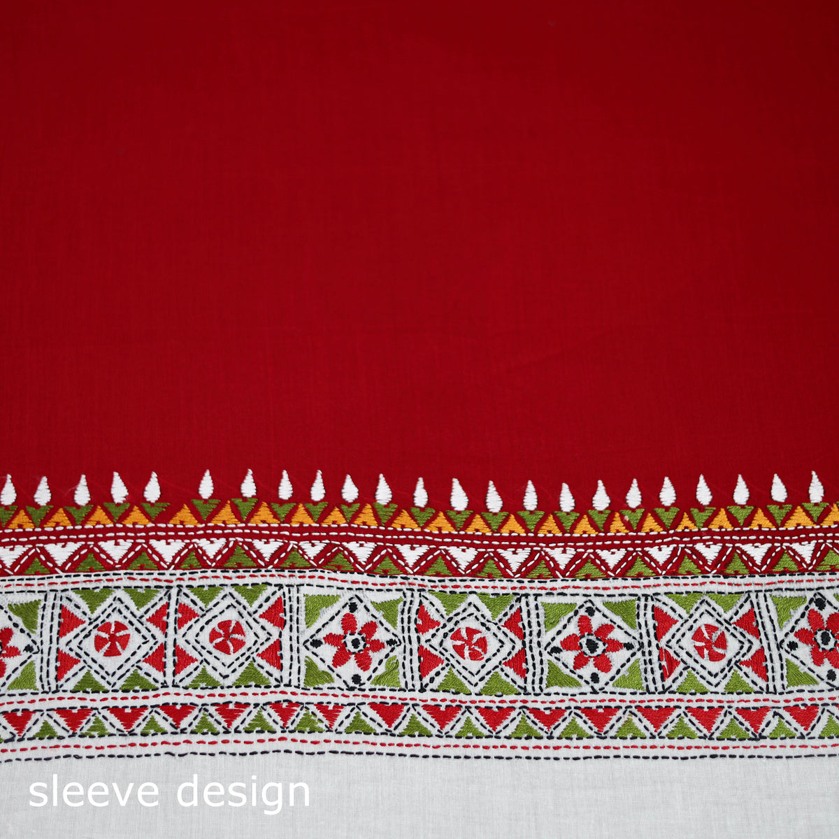 Bengal Kantha Hand Embroidered Cotton Blouse Piece 21