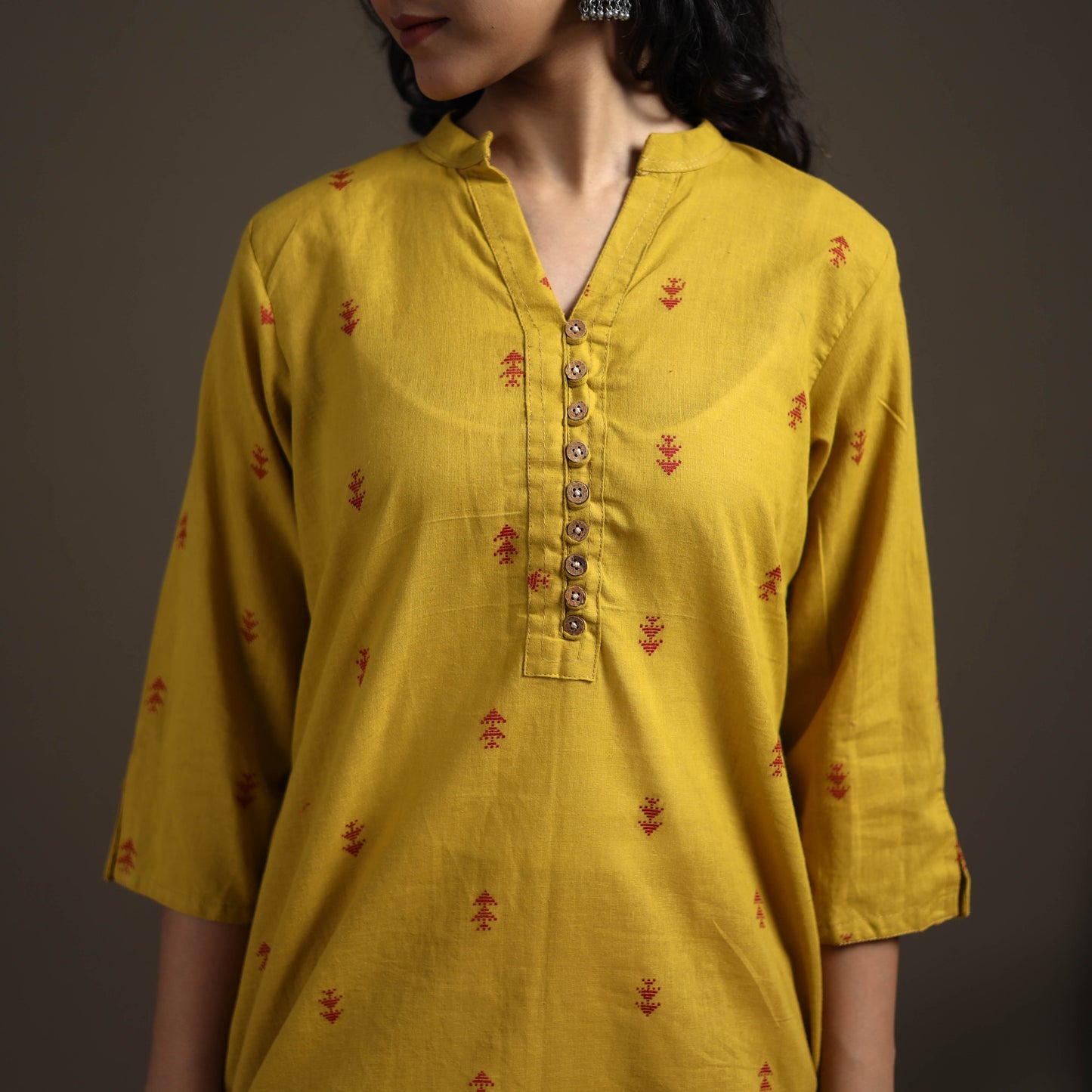Jacquard Cotton Short Kurta for Women 27