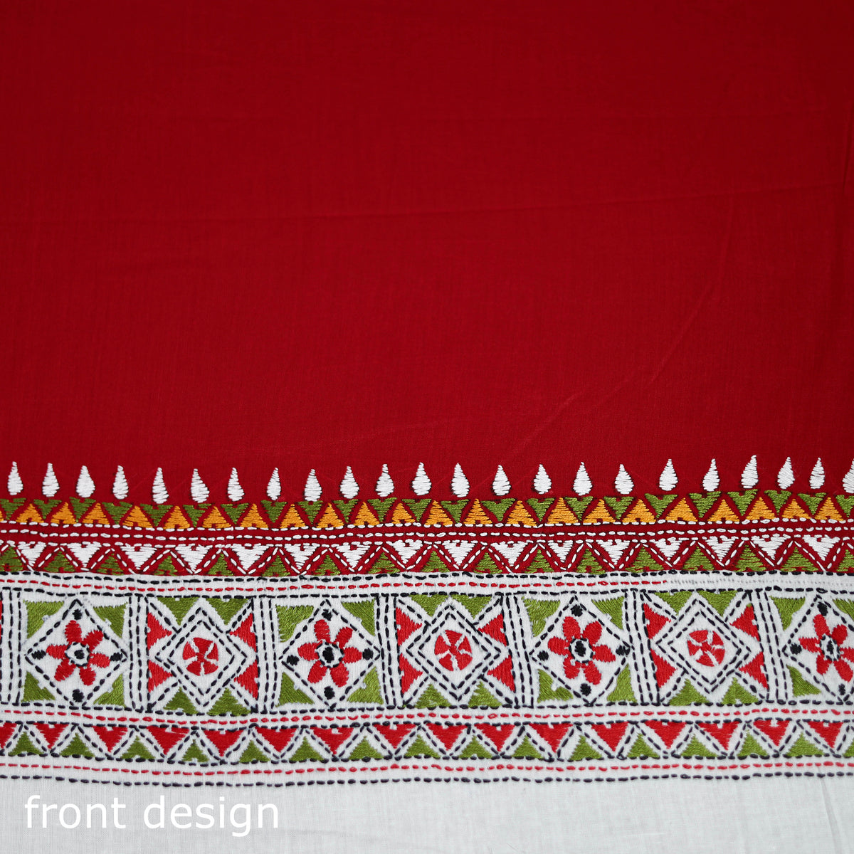 Bengal Kantha Hand Embroidered Cotton Blouse Piece 21