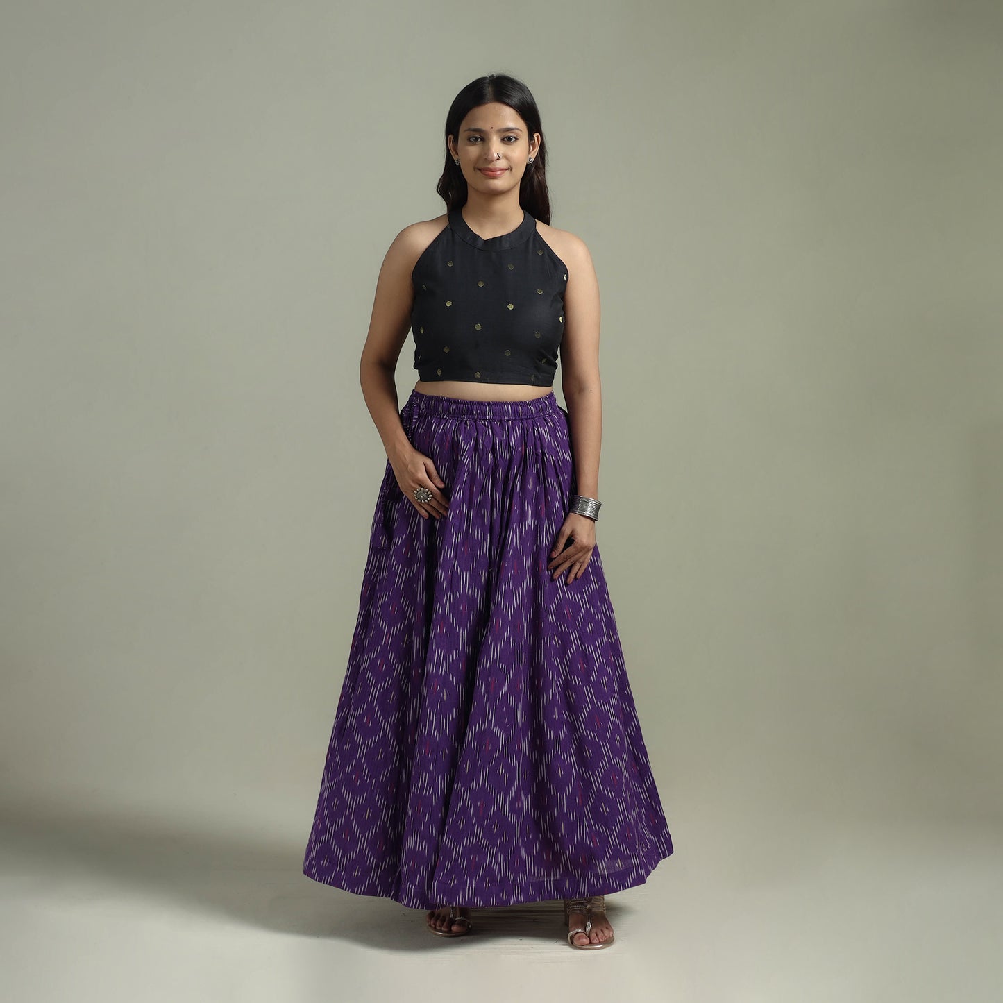 Pochampally Ikat 24 Kali Cotton Long Skirt 09