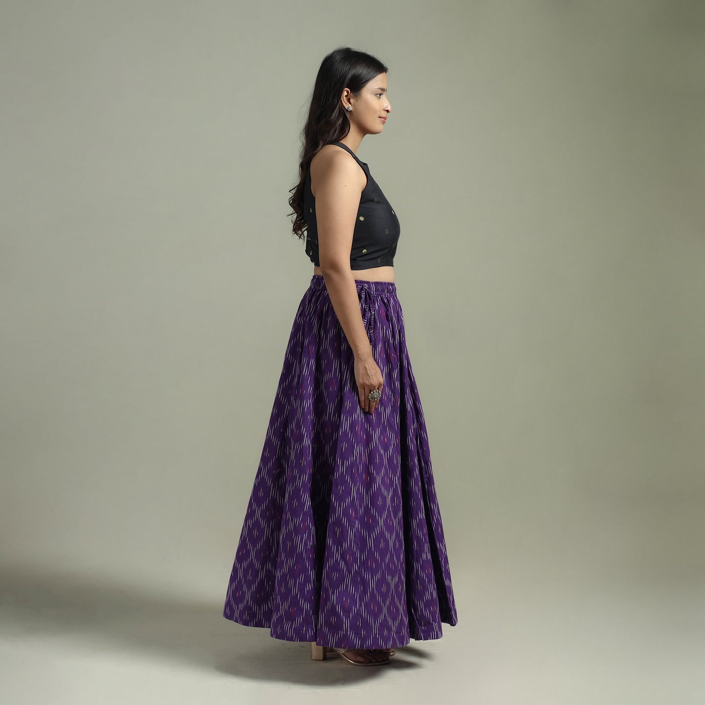 Pochampally Ikat 24 Kali Cotton Long Skirt 09