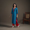 Jacquard Cotton Straight Long Kurta for Women 04