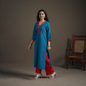 Jacquard Cotton Straight Long Kurta for Women 04