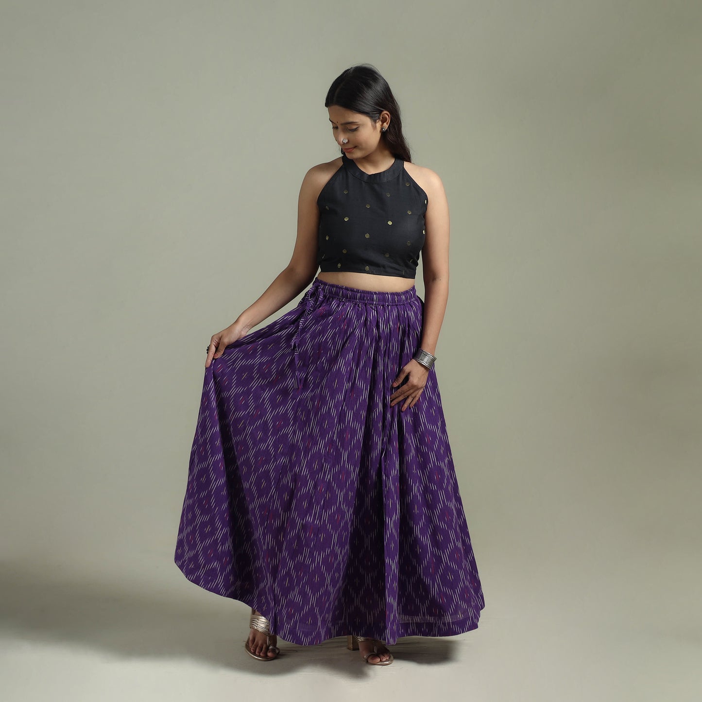 Pochampally Ikat 24 Kali Cotton Long Skirt 09