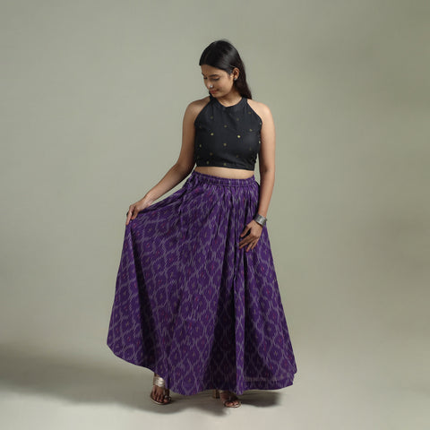 Pochampally Ikat 24 Kali Cotton Long Skirt 09