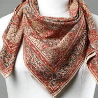 Multicolor - Pedana Kalamkari Block Printed Natural Dyed Cotton Scarf 70