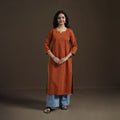Mangalagiri Pure Handwoven Cotton Mirror Work Straight Kurta for women 21