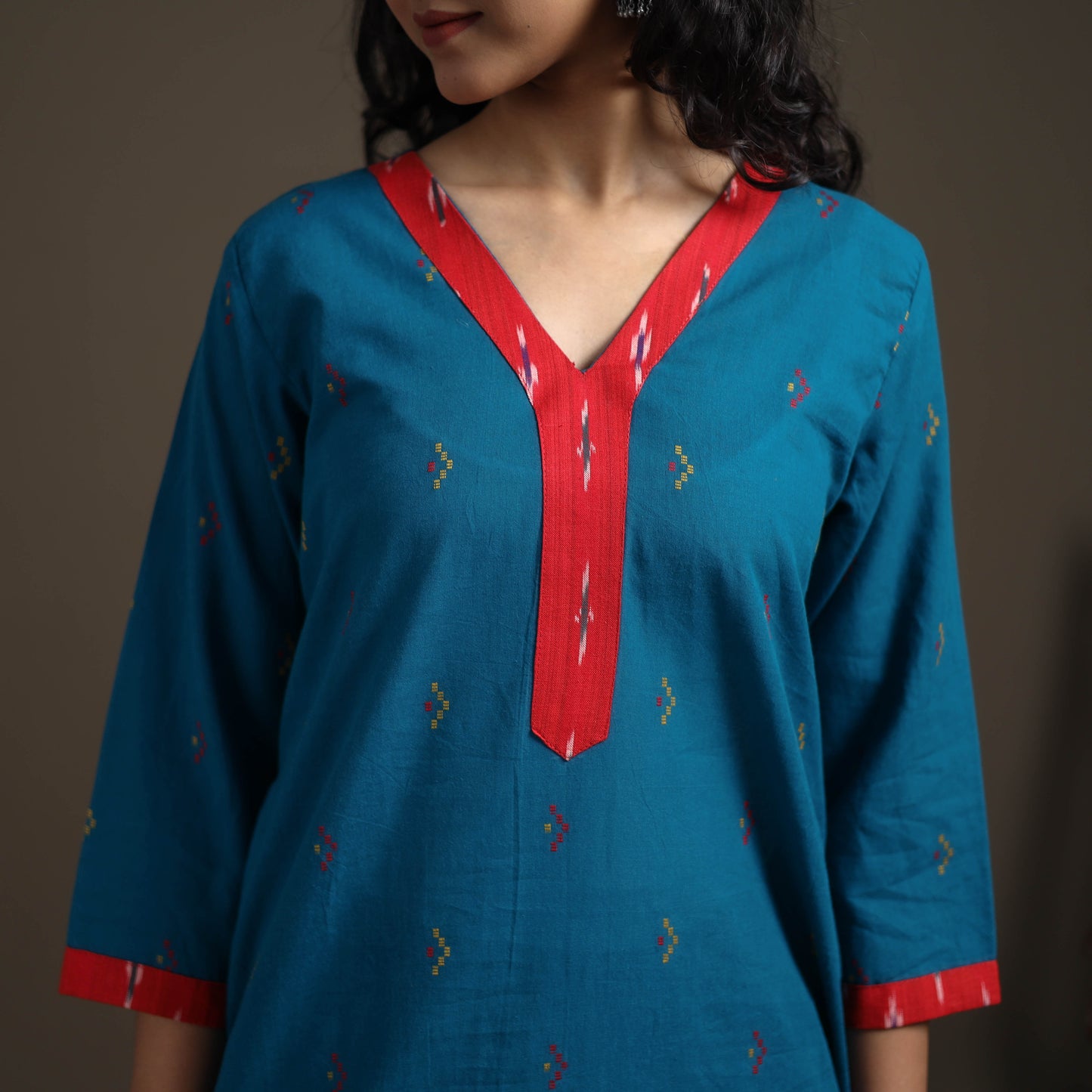 Jacquard Cotton Straight Long Kurta for Women 04