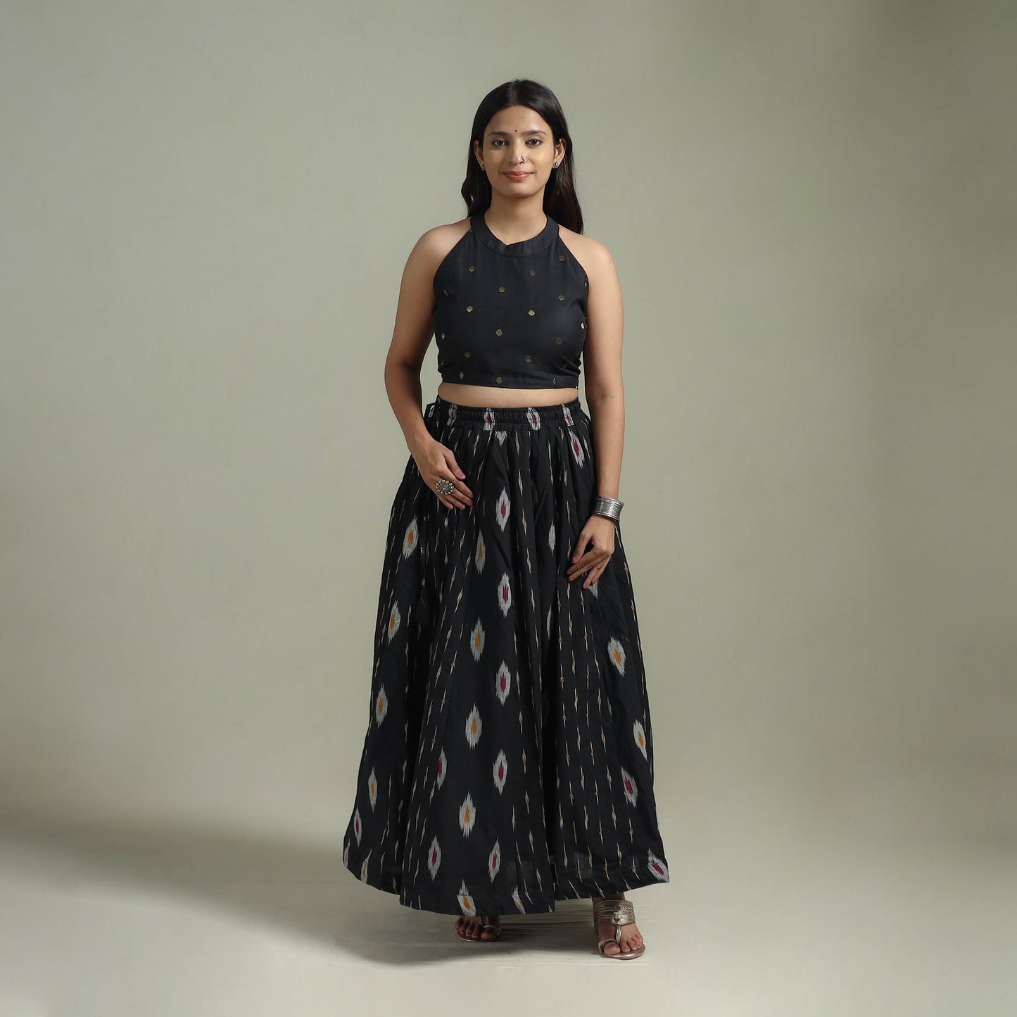 Pochampally Ikat 24 Kali Cotton Long Skirt 10