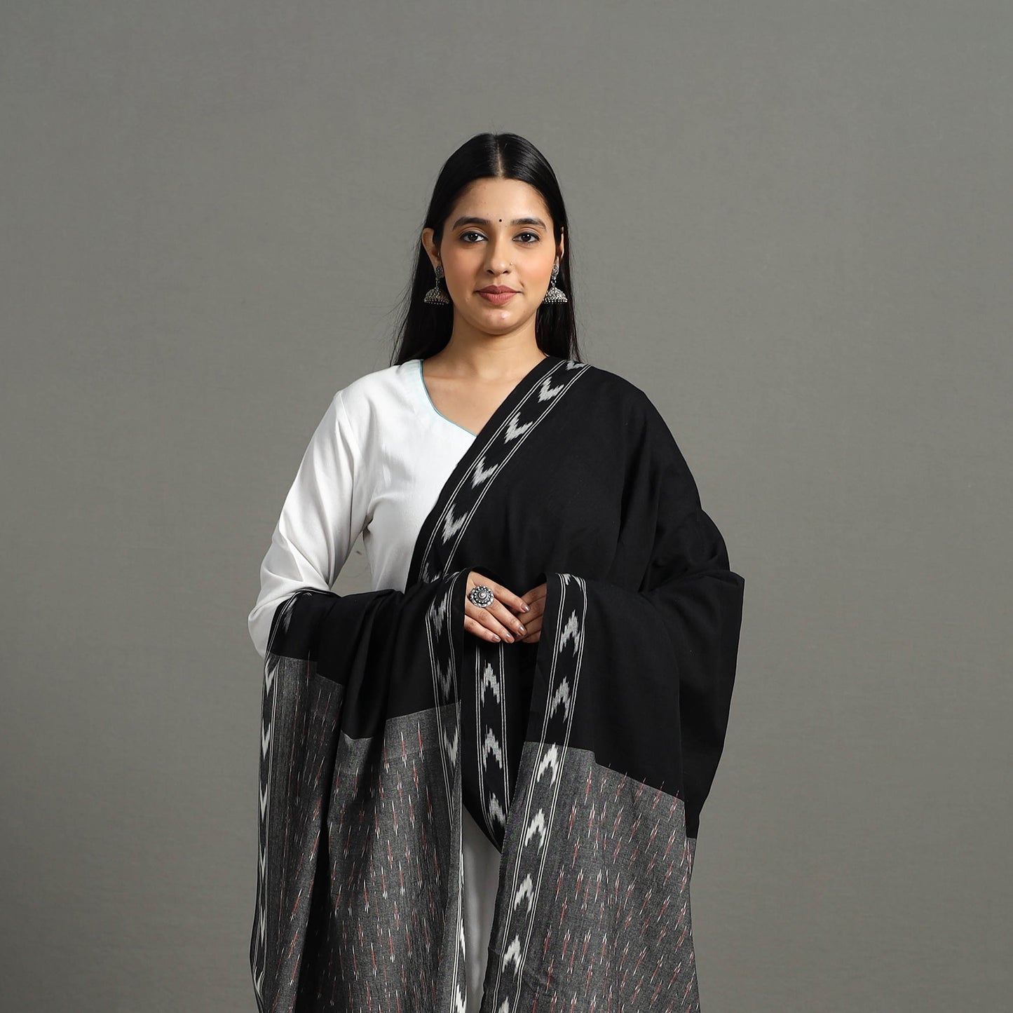 Pochampally Ikat Weave Cotton Handloom Dupatta 50