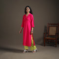 Jacquard Cotton Straight Long Kurta for Women 18