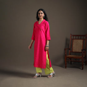 Jacquard Cotton Straight Long Kurta for Women 18