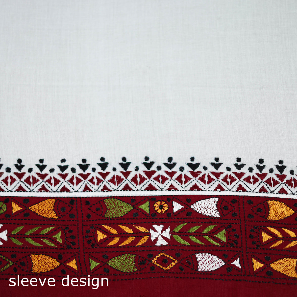 Bengal Kantha Hand Embroidered Cotton Blouse Piece 17
