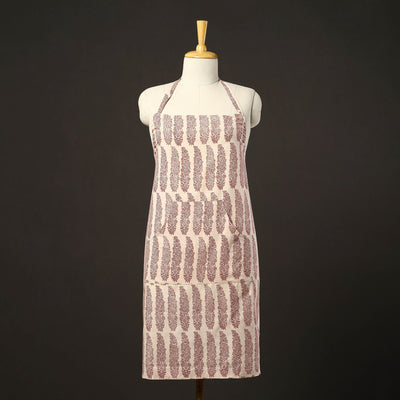 Beige - bagh cotton apron with pocket 25 - handcrafted