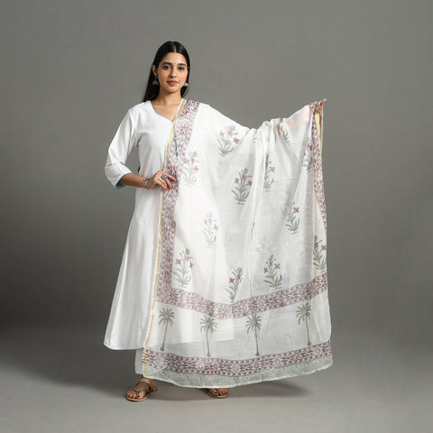 Sanganeri Block Printed Chanderi Silk Dupatta 29