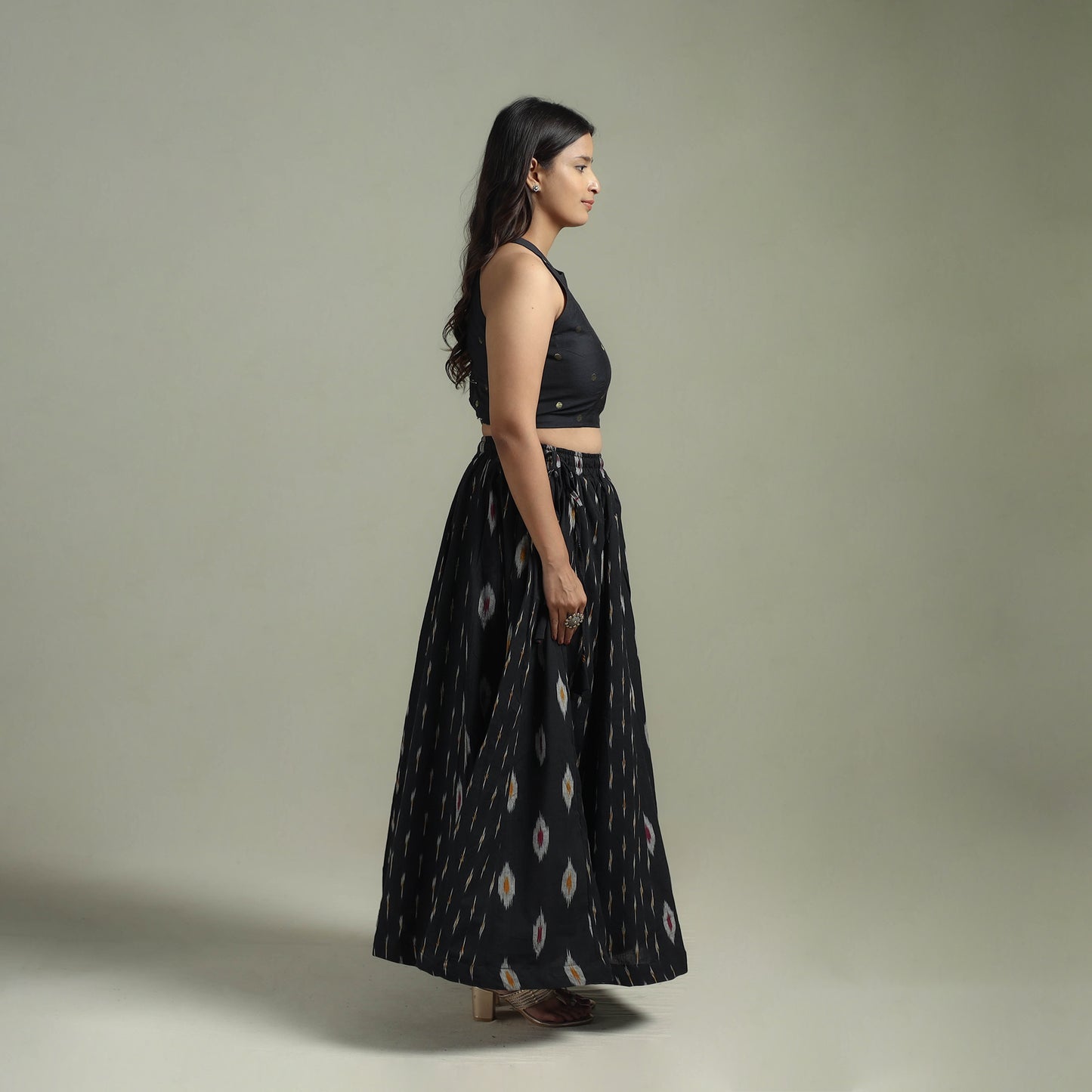 Pochampally Ikat 24 Kali Cotton Long Skirt 10