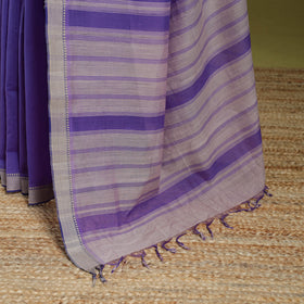 Purple - Handloom Cotton Thread Border Mangalagiri Saree 17
