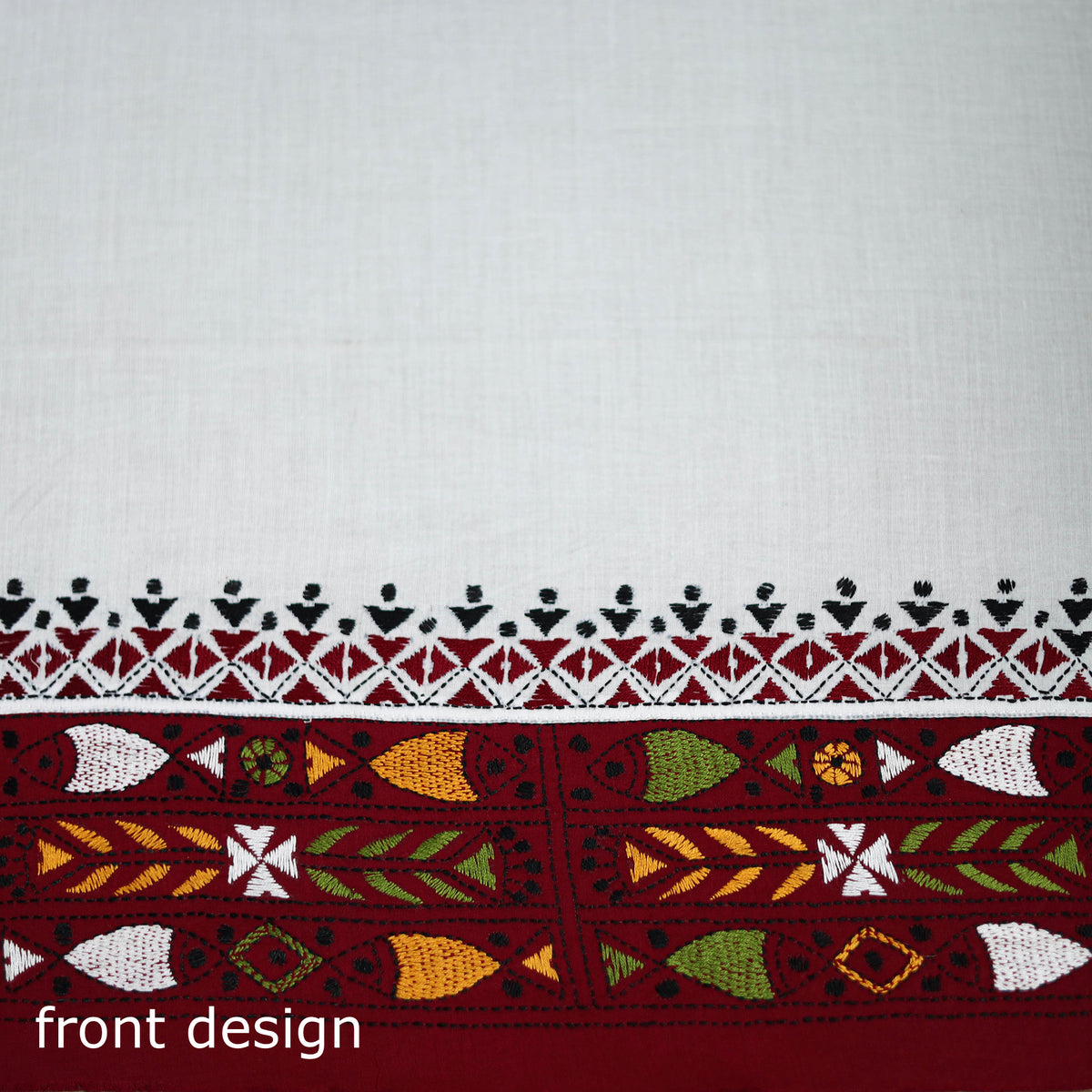 Bengal Kantha Hand Embroidered Cotton Blouse Piece 17