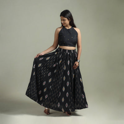 Pochampally Ikat 24 Kali Cotton Long Skirt 10