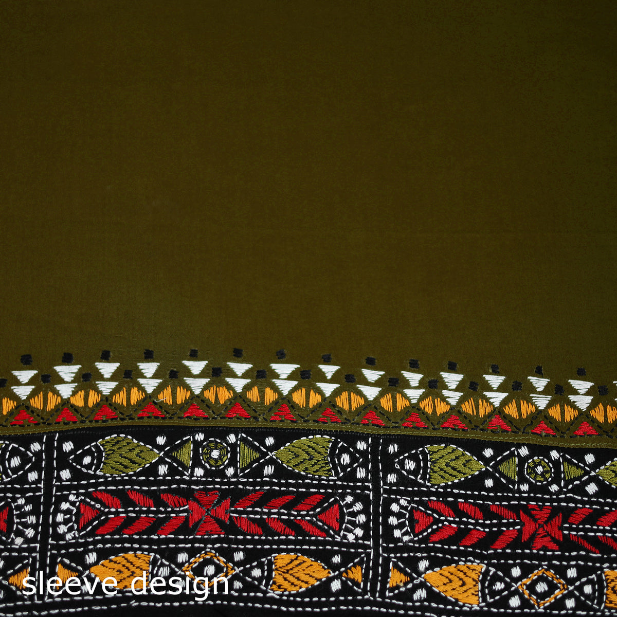 Bengal Kantha Hand Embroidered Cotton Blouse Piece 16