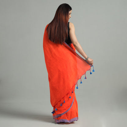Orange - Phulia Bengal Handloom Mul Cotton Saree 47