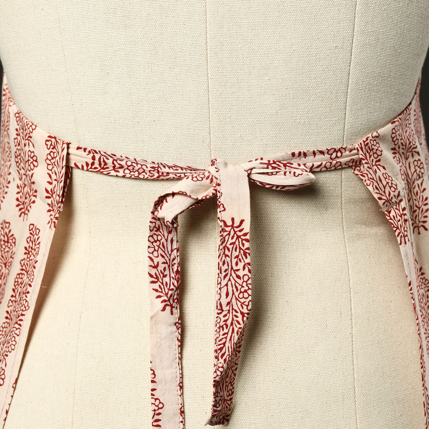 Beige - bagh cotton apron with pocket 25 - handcrafted