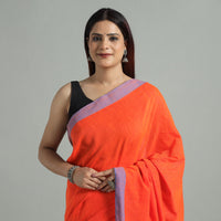 Orange - Phulia Bengal Handloom Mul Cotton Saree 47