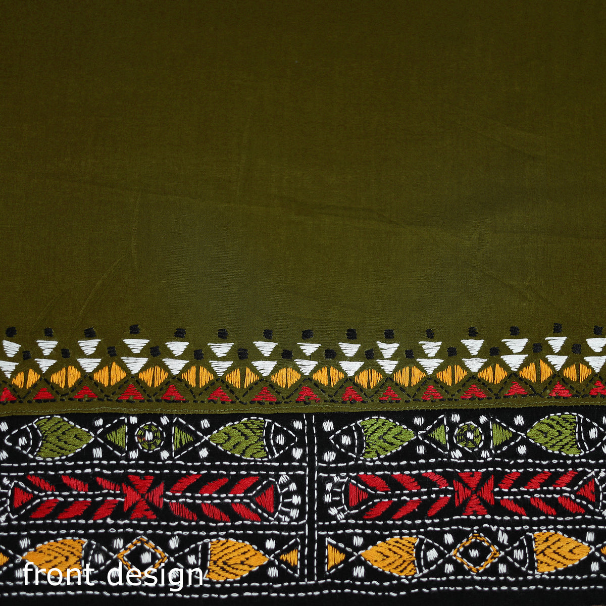 Bengal Kantha Hand Embroidered Cotton Blouse Piece 16