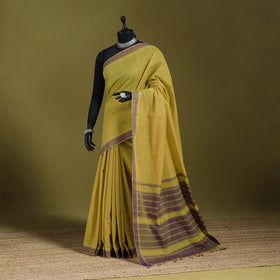 Yellow - Handloom Cotton Thread Border Mangalagiri Saree 18