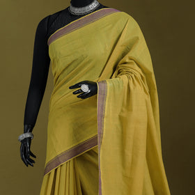Yellow - Handloom Cotton Thread Border Mangalagiri Saree 18