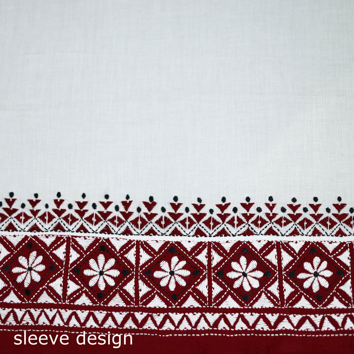 Bengal Kantha Hand Embroidered Cotton Blouse Piece 15