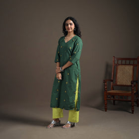 Jacquard Cotton Straight Long Kurta for Women 07