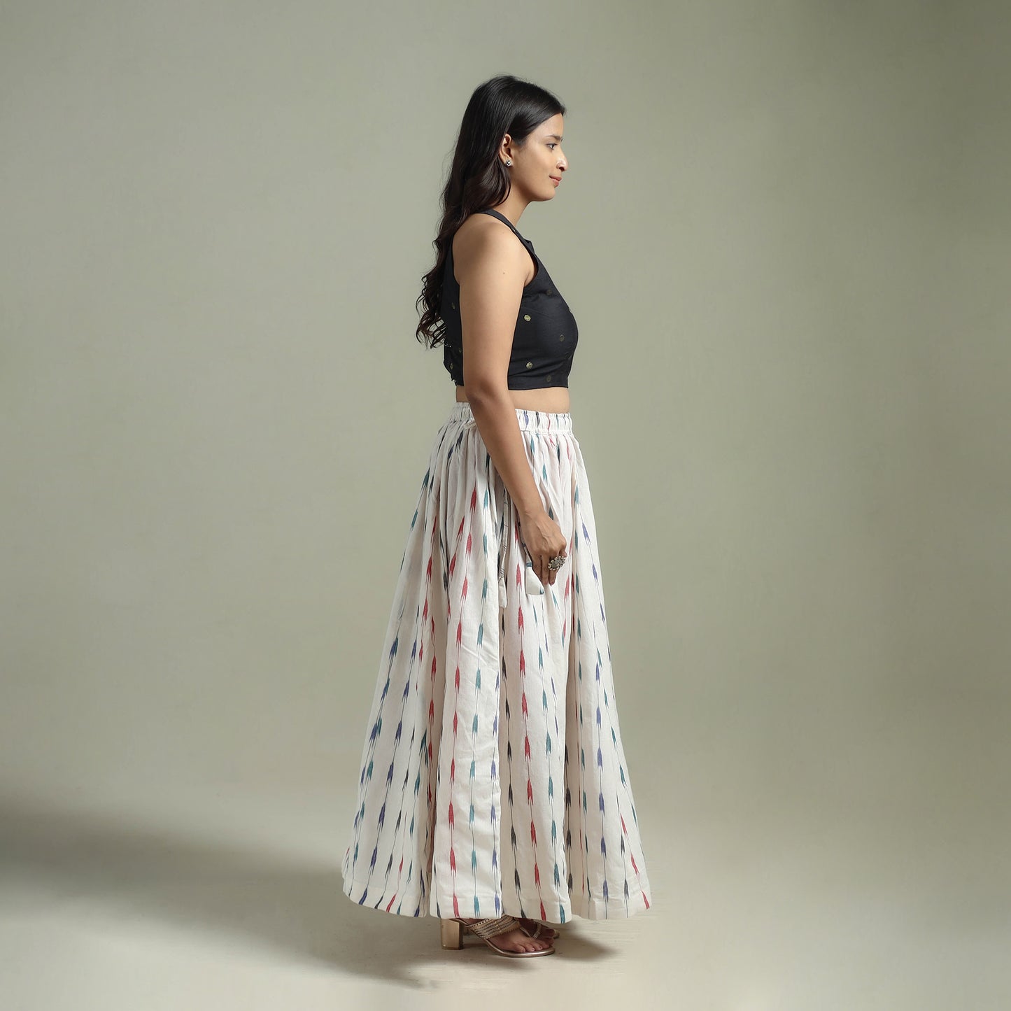 Pochampally Ikat 24 Kali Cotton Long Skirt 11