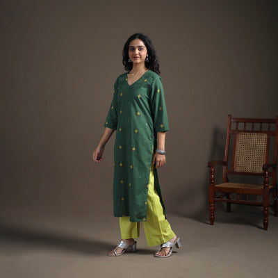 Jacquard Cotton Straight Long Kurta for Women 07