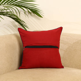  Red Kalamkari Block Print Cotton Cushion Cover