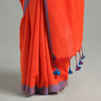 Orange - Phulia Bengal Handloom Mul Cotton Saree 47