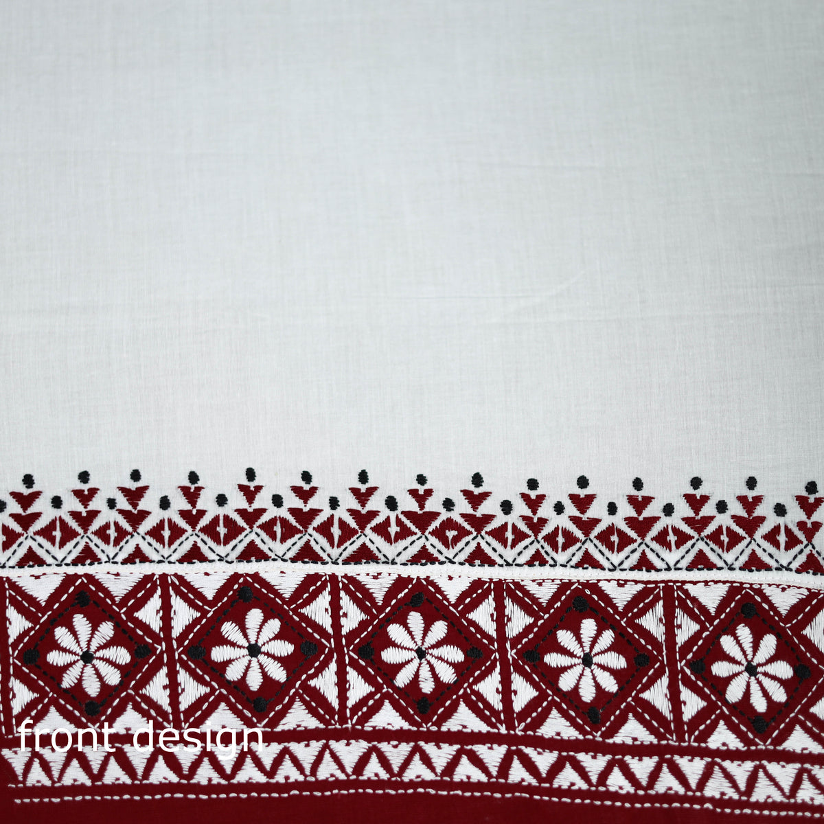 Bengal Kantha Hand Embroidered Cotton Blouse Piece 15