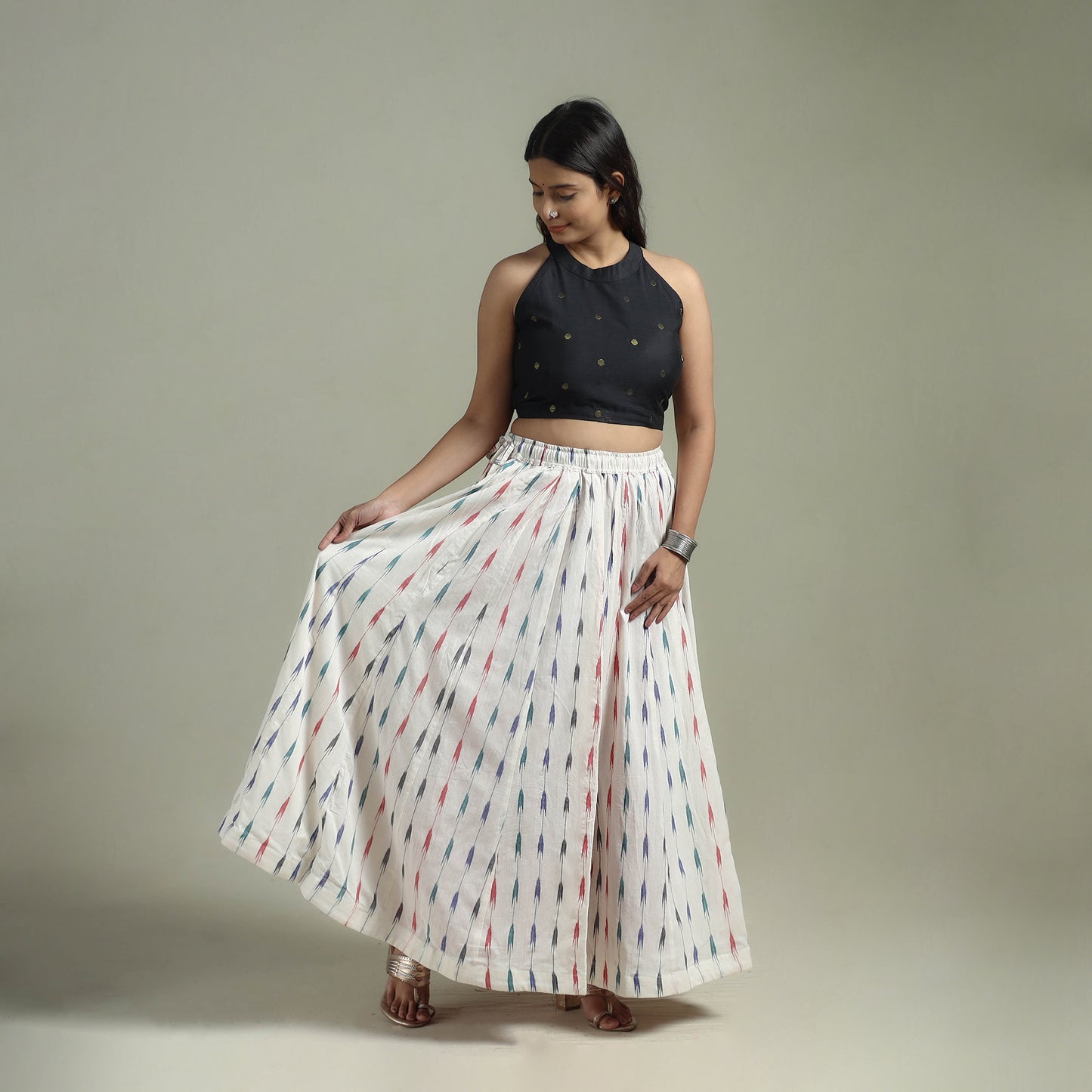 Pochampally Ikat 24 Kali Cotton Long Skirt 11