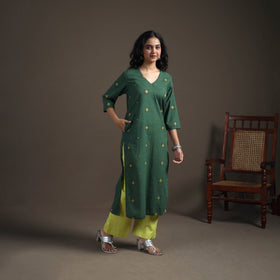 Jacquard Cotton Straight Long Kurta for Women 07