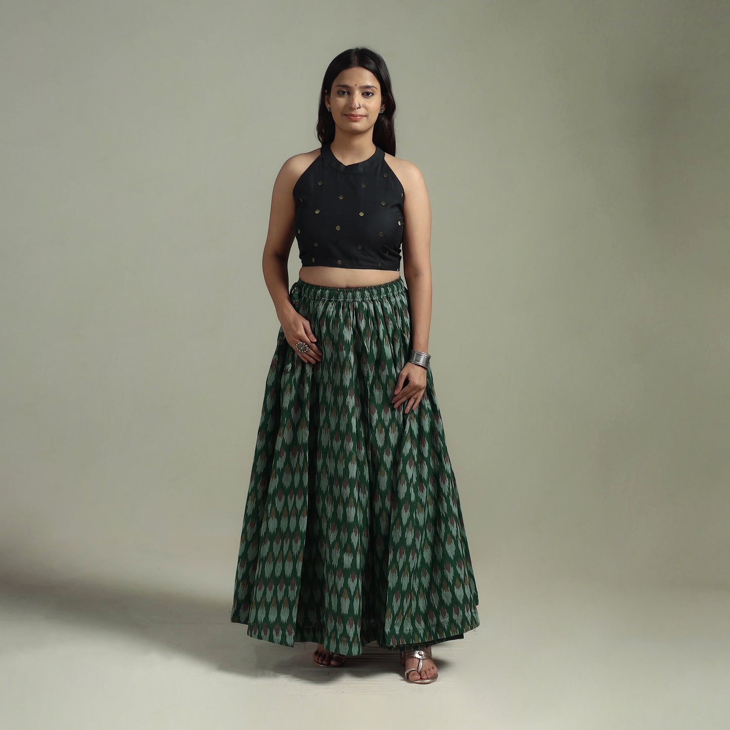 Pochampally Ikat 24 Kali Cotton Long Skirt 12