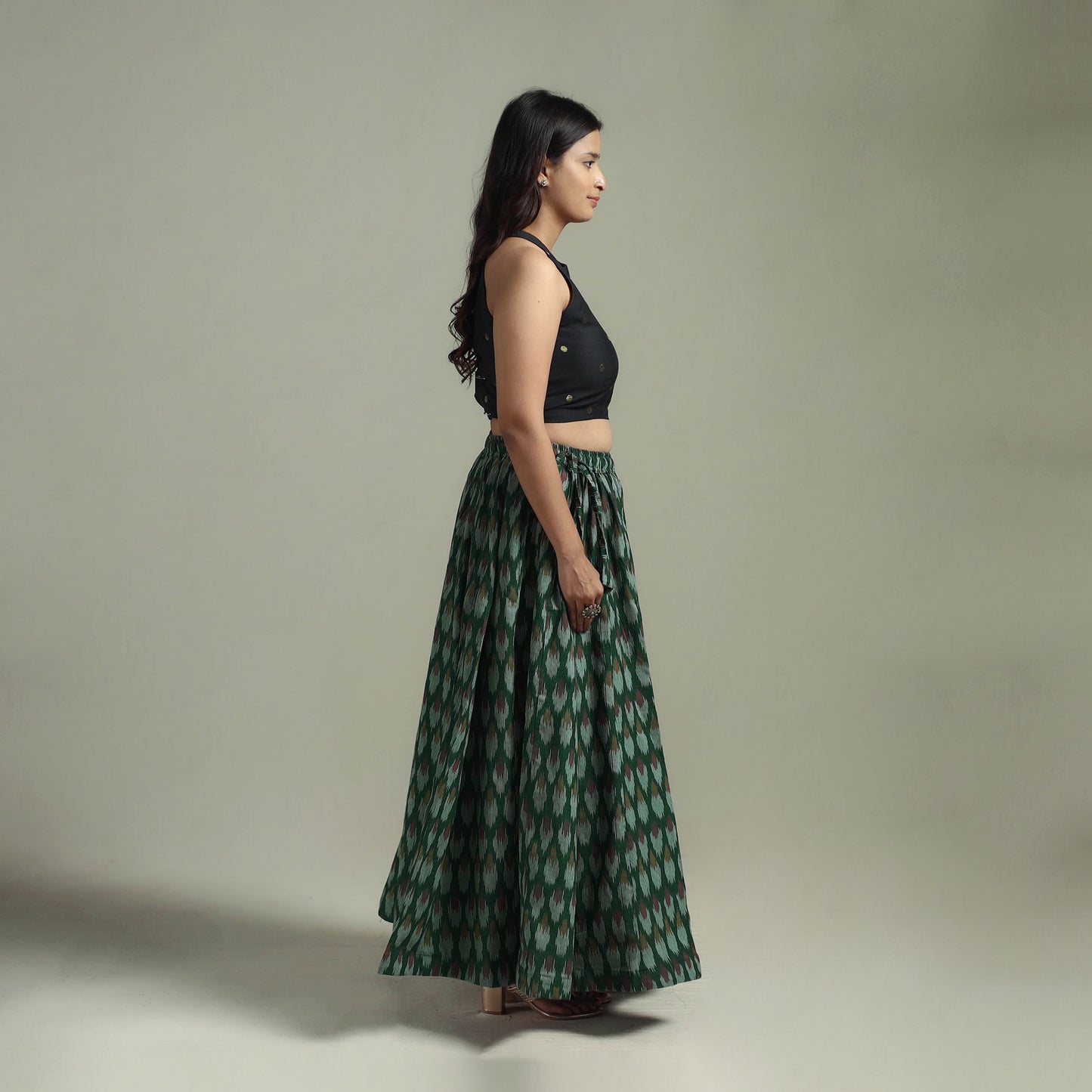 Pochampally Ikat 24 Kali Cotton Long Skirt 12