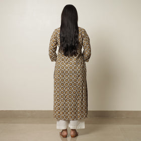 Buy Akola Hand Block Printed Cotton Straight Kurta with Kutch Embroidery Patchwork 30 Online at iTokri.com