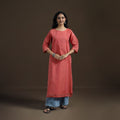Mangalagiri Pure Handwoven Cotton Mirror Work Straight Kurta for women 17