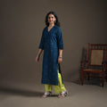 Jacquard Cotton Straight Long Kurta for Women 21